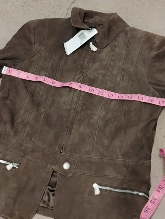 NWT DKNY Women's Suede Leather Brown Zippered Jacket - Picture 5 of 7